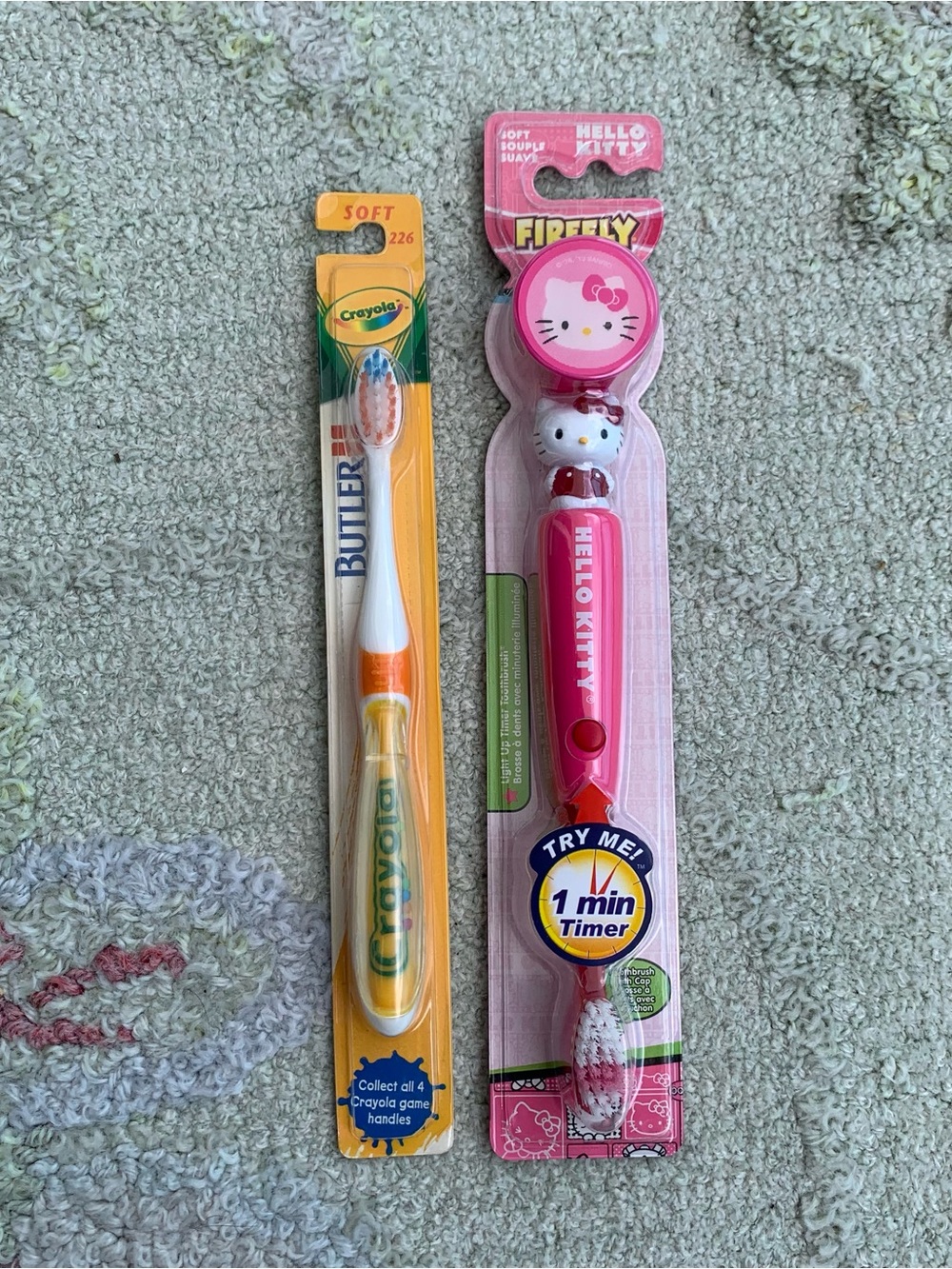 Lot of 2 Hello Kitty and Crayola kids toothbrushes
